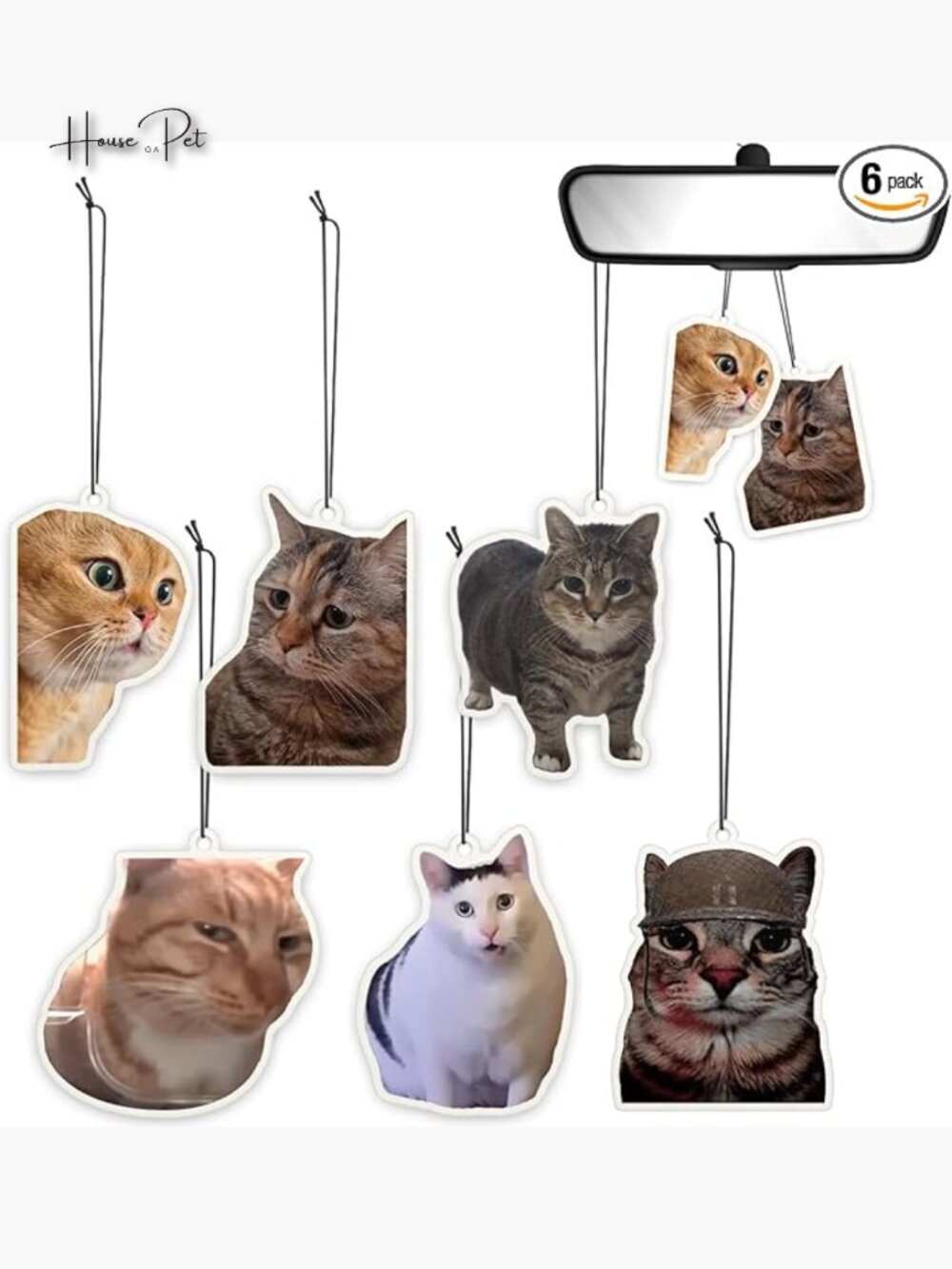 6 Pack Cat Meme Car Air Freshener Hanging Paper Accessories